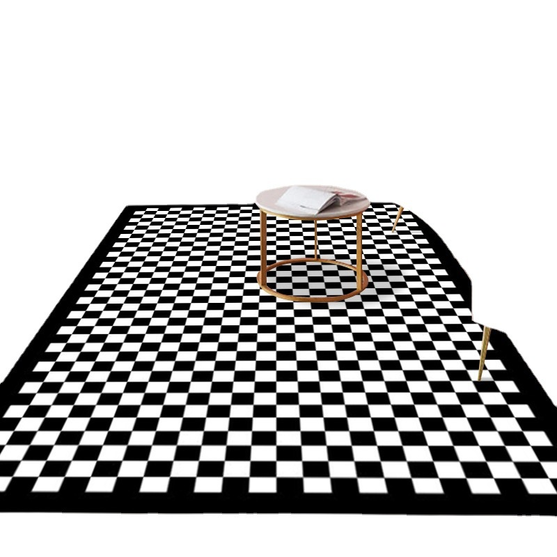 The French-style light luxury living room is fully carpeted with ins fashionable checkerboard carpet. The home tatami bedroom has a floor mat beside the bed Item Picture