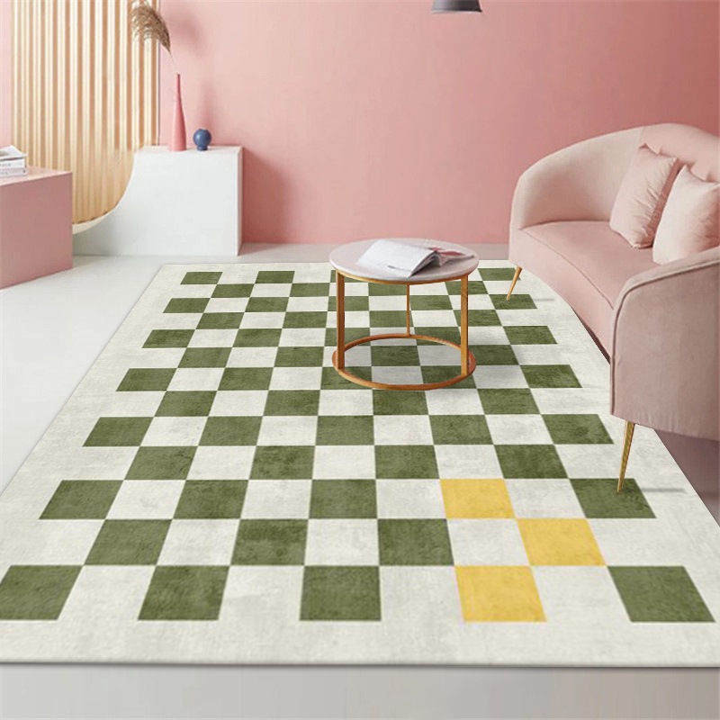 The French-style light luxury living room is fully carpeted with ins fashionable checkerboard carpet. The home tatami bedroom has a floor mat beside the bed Application Scenario
