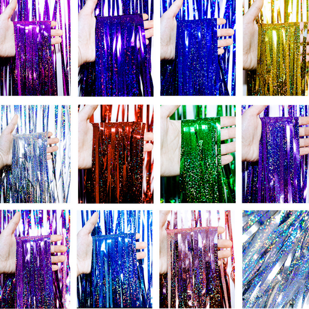 1* 2m laser rain curtain Rain curtain Fringe Rose gold rain curtain background decoration party decoration