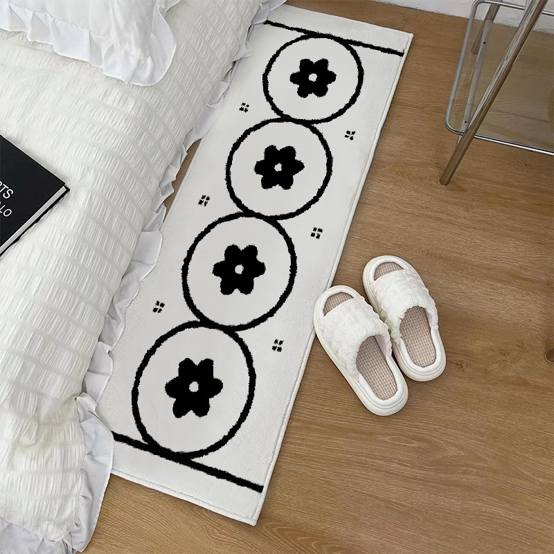 ins wind household can sleep can sit bed side carpet bedroom bed under short plush mat long strip anti-slip absorbent carpet