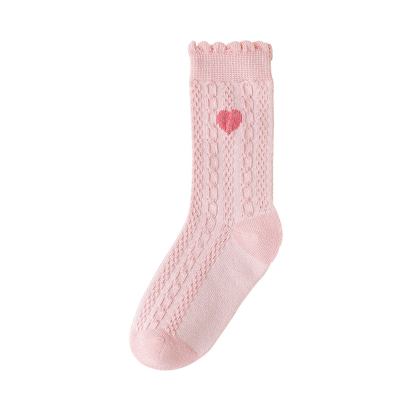 Children's socks: Sweet mid-calf socks in pink for girls, new autumn and winter styles. One piece of combed cotton baby socks for children from Zhongda Item Picture