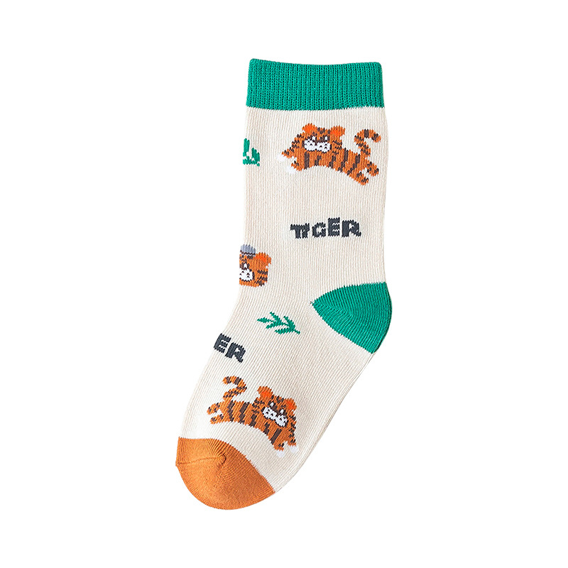 New autumn and winter series of Zhongda Children's baby socks featuring cartoon tigers and combed cotton are available for one-piece delivery Item Picture