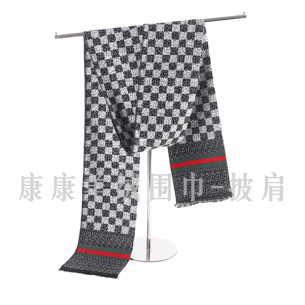 High-end men's scarf, birthday gift for men, twill checkered shawl for students, long and versatile checkered striped scarf exclusively for Amazon and Taobao e-commerce Item Picture