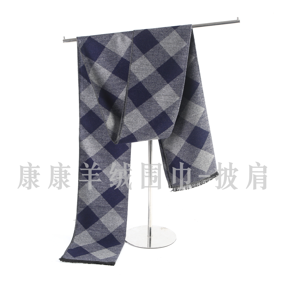Kangkang Cashmere Scarf Shawl is honored to present the classic checked scarf and thick warm scarf for men in autumn and winter details Picture