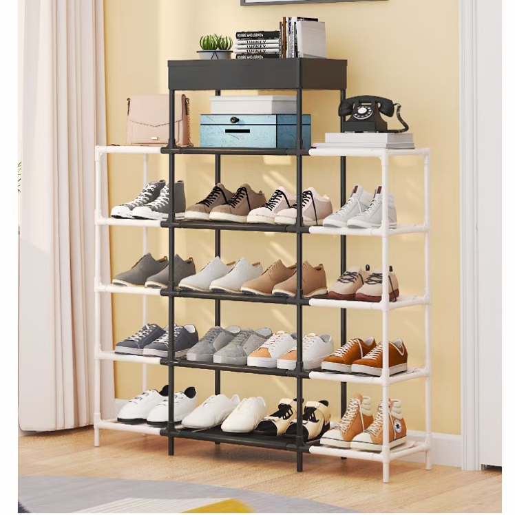 新款双拼色简易多层居家收纳置物鞋架DIY拼装鞋柜置物架厂家直销