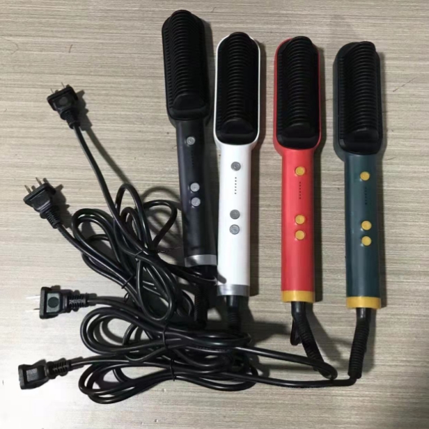 跨境爆款 Hair Straightener Brush 负离子直发梳卷直两用发器 ht