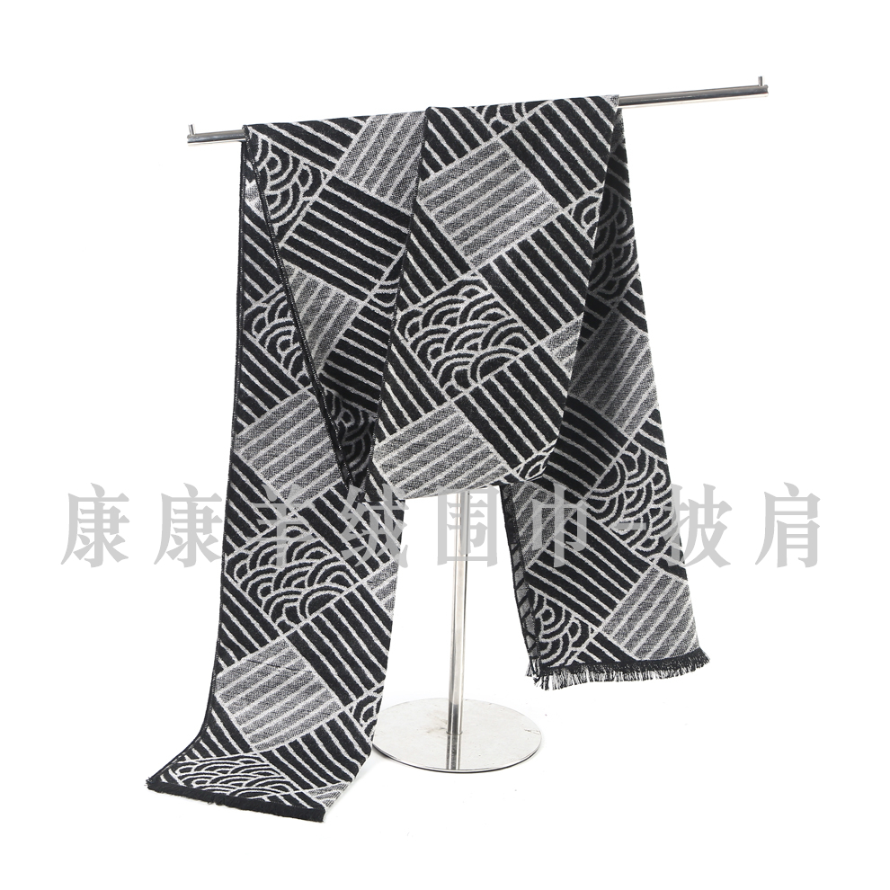 Patrón de impresión simple decoración otoño invierno coreano versión versátil imitación cachemira hilo de punto cuello regalo bufandas para hombres Specification image