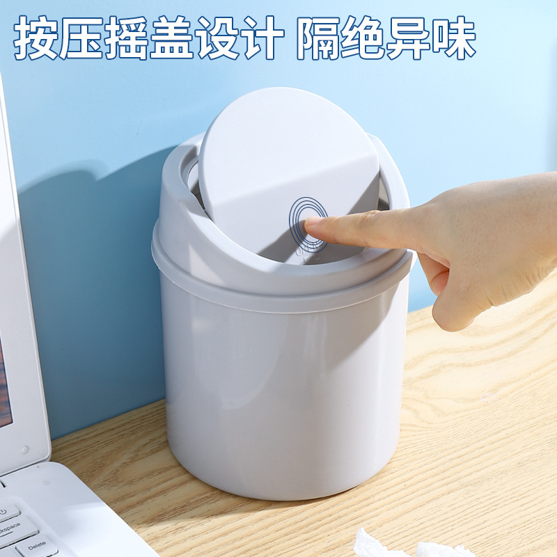 Mini desktop plastic flap trash can, household garbage bin, creative European style ins', covered wastebasket on the living room table Specification image