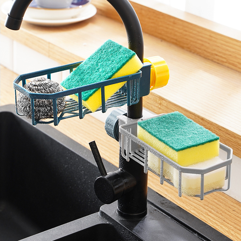New faucet storage rack, kitchen creative sink draining rack, no need for drilling, dishwashing cloth brush, sink storage rack Specification image