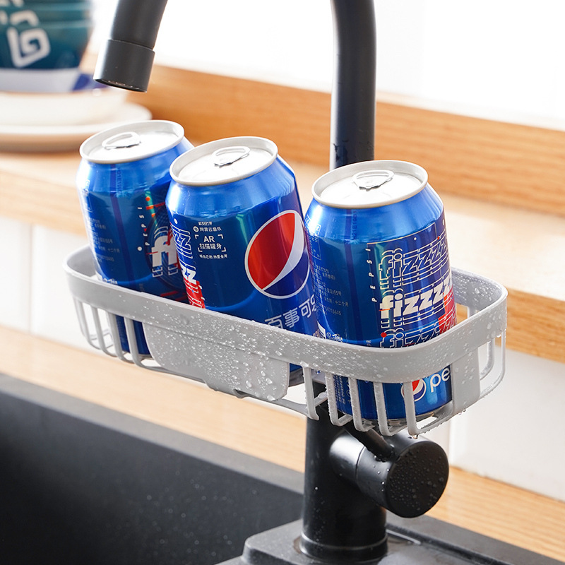 New faucet storage rack, kitchen creative sink draining rack, no need for drilling, dishwashing cloth brush, sink storage rack details Picture