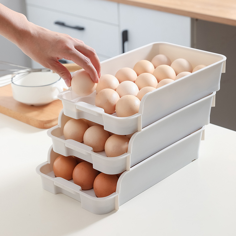 Best-selling product: 15-compartment stackable egg box, refrigerator and kitchen food storage box, large-capacity egg tray, egg storage box, drawer type Specification image