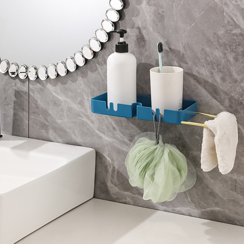 Towel rack, non-drilling bathroom storage rack, shower head stand, adjustable shower head, fixed base storage rack Application Scenario