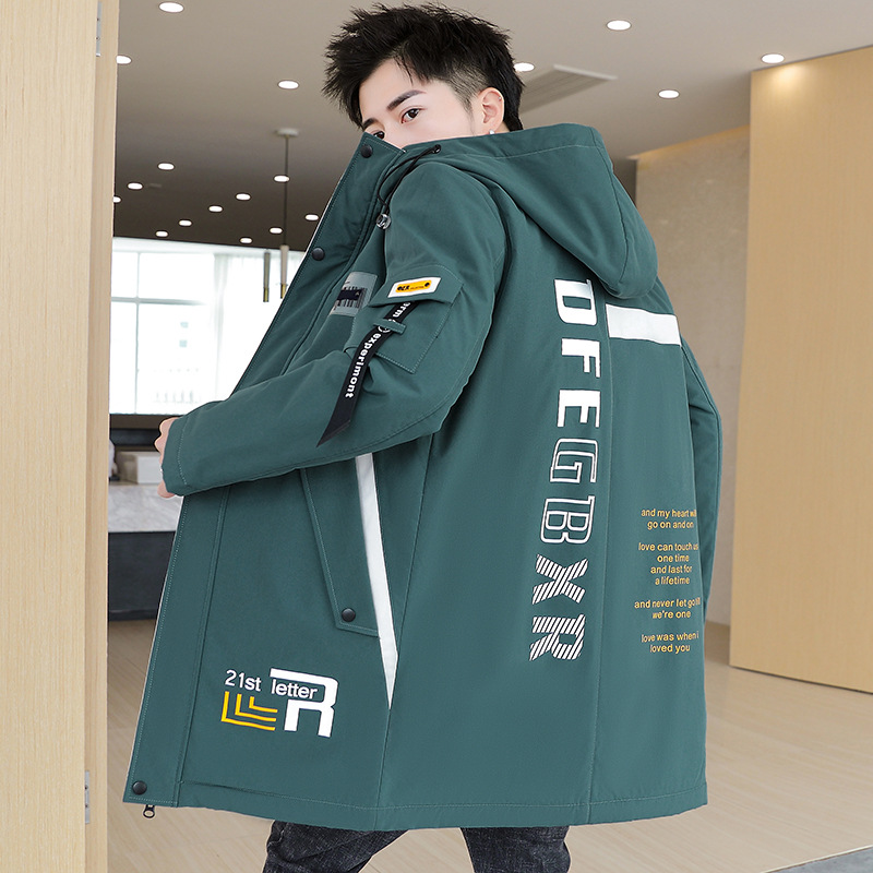 A0725新款冬季男士棉衣加绒加厚中长款外套韩版帅气潮棉服棉袄子