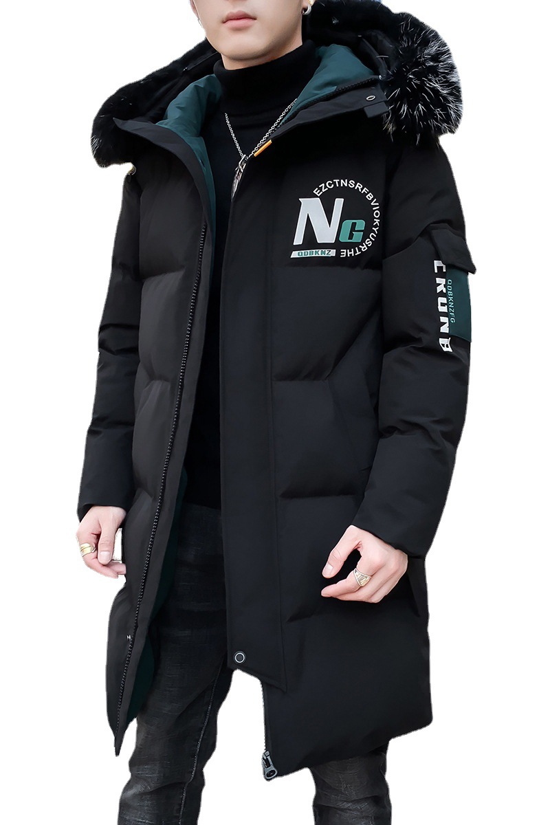 A0747 Winter solid color zipper cotton thickened casual teenagers side-sewn pocket mid-length cotton jacket in stock Item Picture