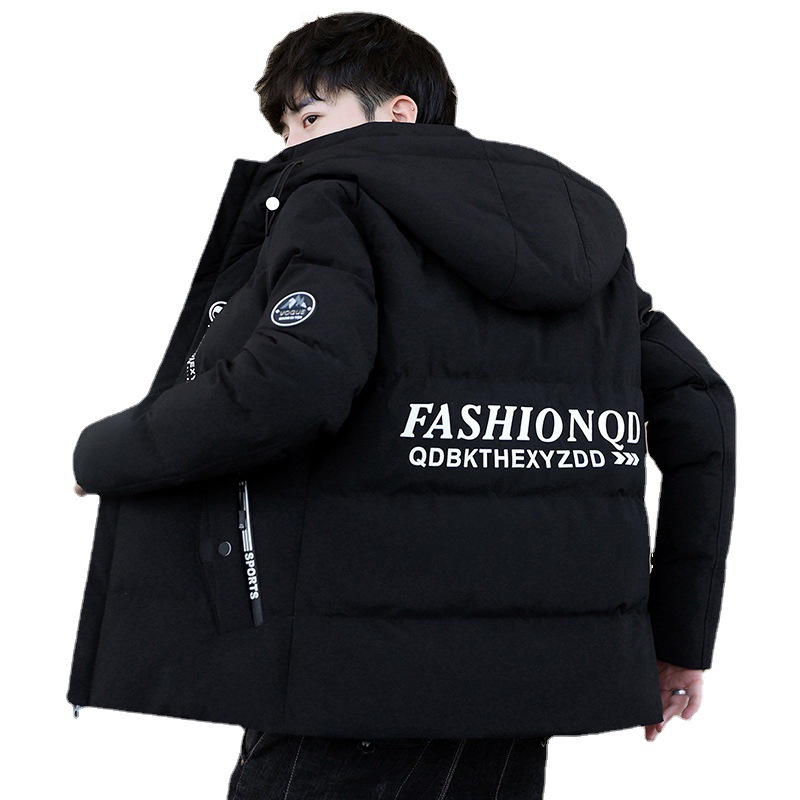 A0519 Men's winter workwear, wool-collared hooded cotton-padded jacket, casual thickened coat, warm jacket Item Picture