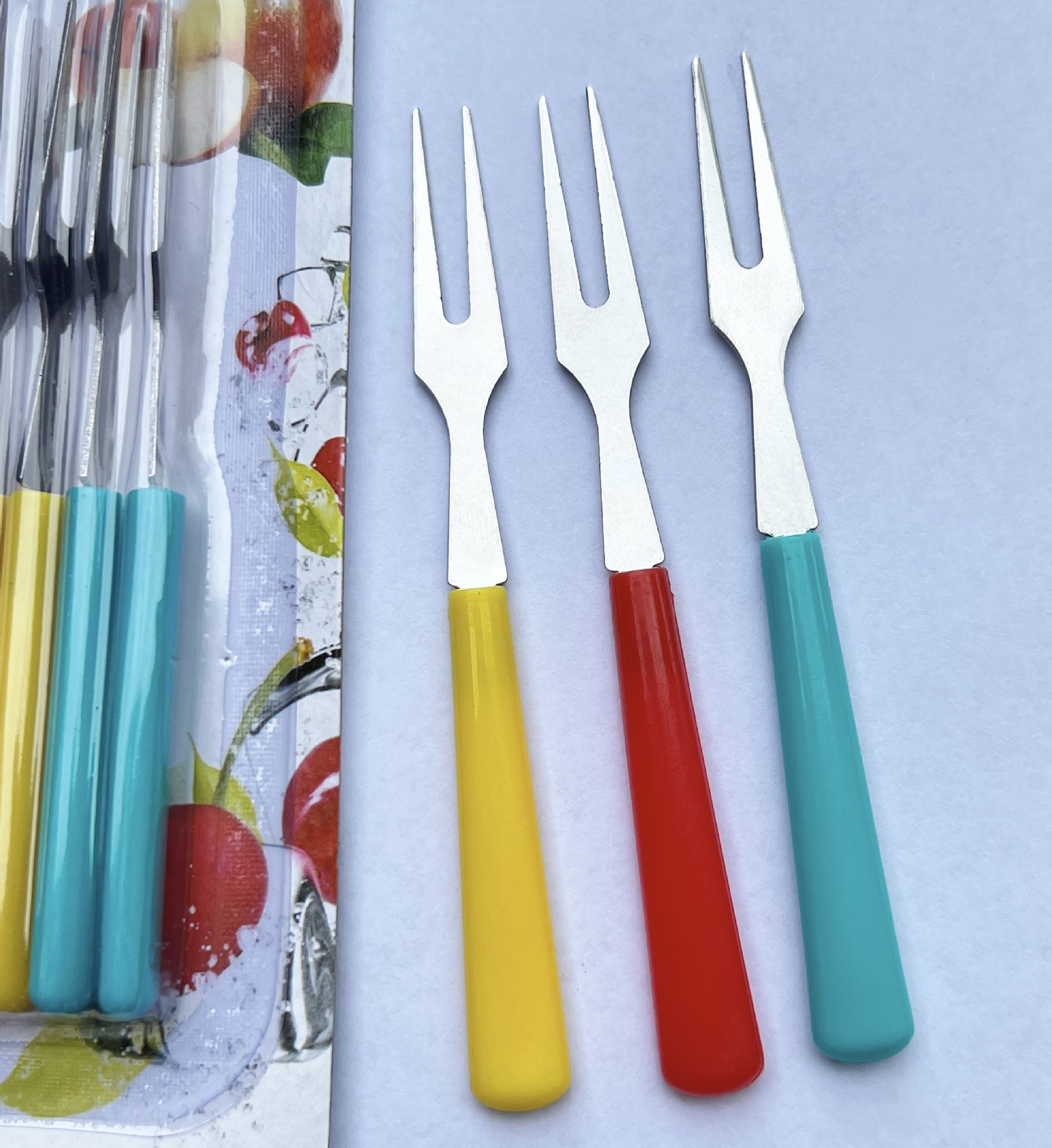 Foreign trade direct sales of stainless steel fruit forks, two-toothed fruit forks, mooncake forks, dessert forks, fruit forks and cheese forks details Picture