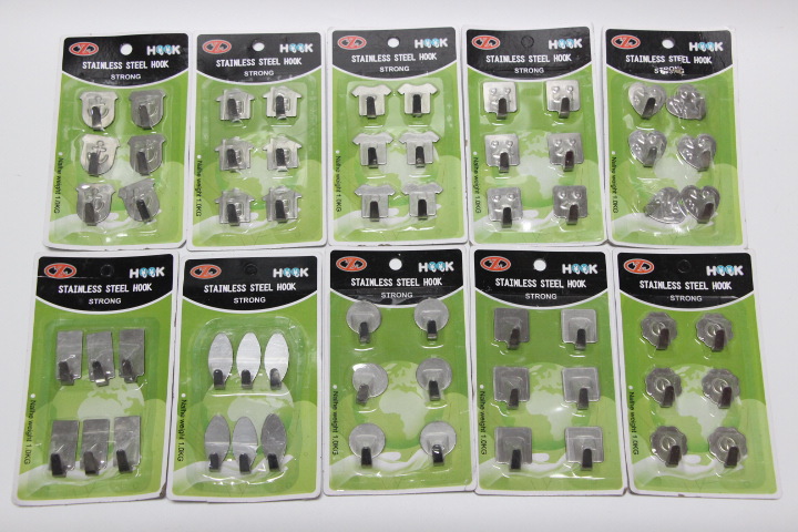 6 rectangular stainless steel hooks, oval stainless steel sticky hooks, kitchen hooks for export Item Picture