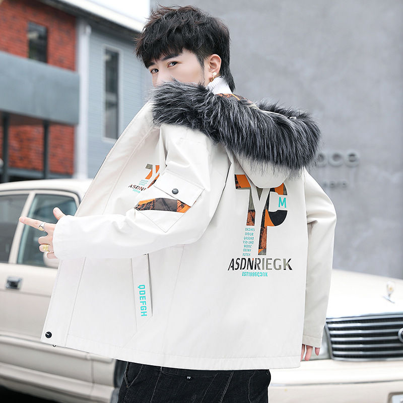 A0723 Autumn and Winter Teenagers' in-stock solid color zipper pocket thickened casual men's wear details Picture