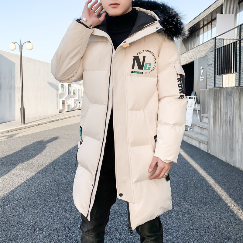 A0747 Winter solid color zipper cotton thickened casual teenagers side-sewn pocket mid-length cotton jacket in stock details Picture