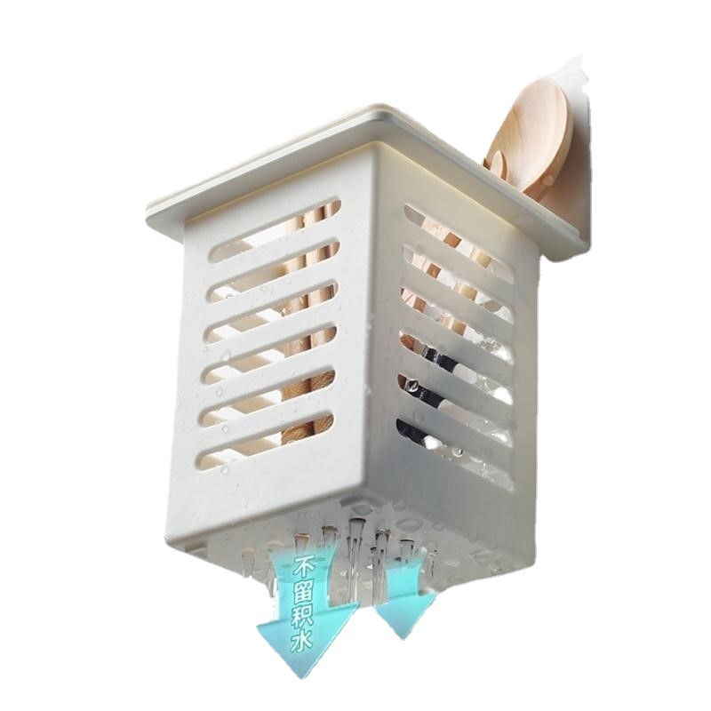 Chopstick cage, kitchen storage rack, bathroom storage box, simple water-draining, traceless, no need for drilling, wall-mounted multi-functional storage Item Picture