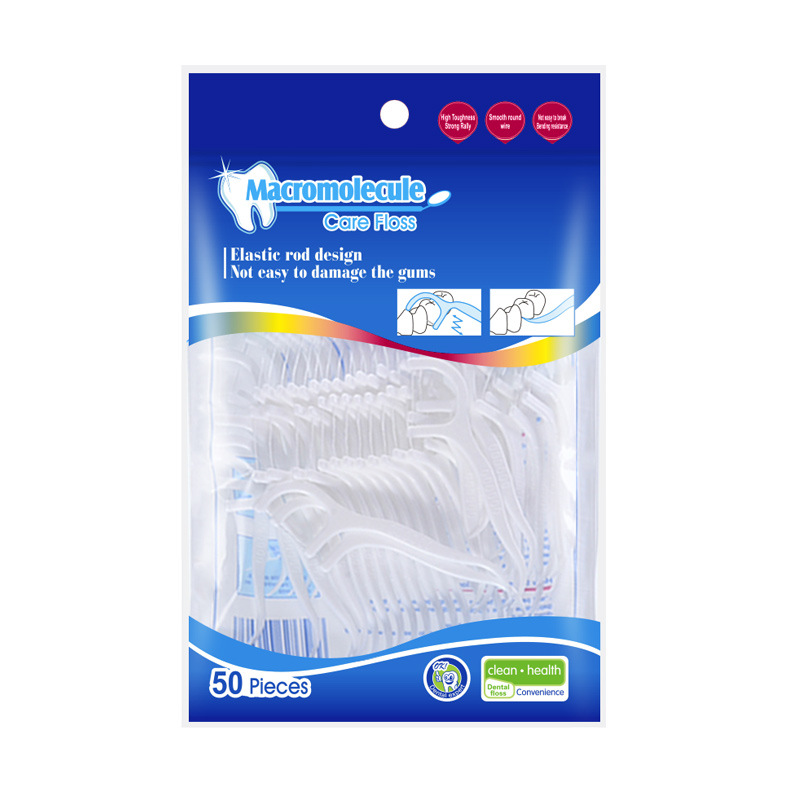 50 pieces of zipper bagged dental floss picks for export, high-molecular bagged dental floss, high-tensile dental floss picks Item Picture