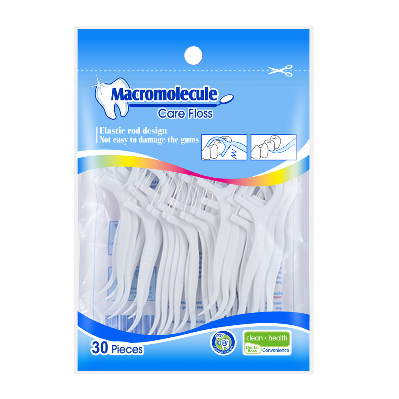 30 zipper bagged dental floss picks for export, high-molecular dental floss picks, high-tensile plastic dental floss picks details Picture