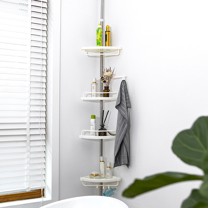 New floor-to-ceiling fan-shaped corner rack for bathroom storage and storage, floor-standing corner rack Application Scenario