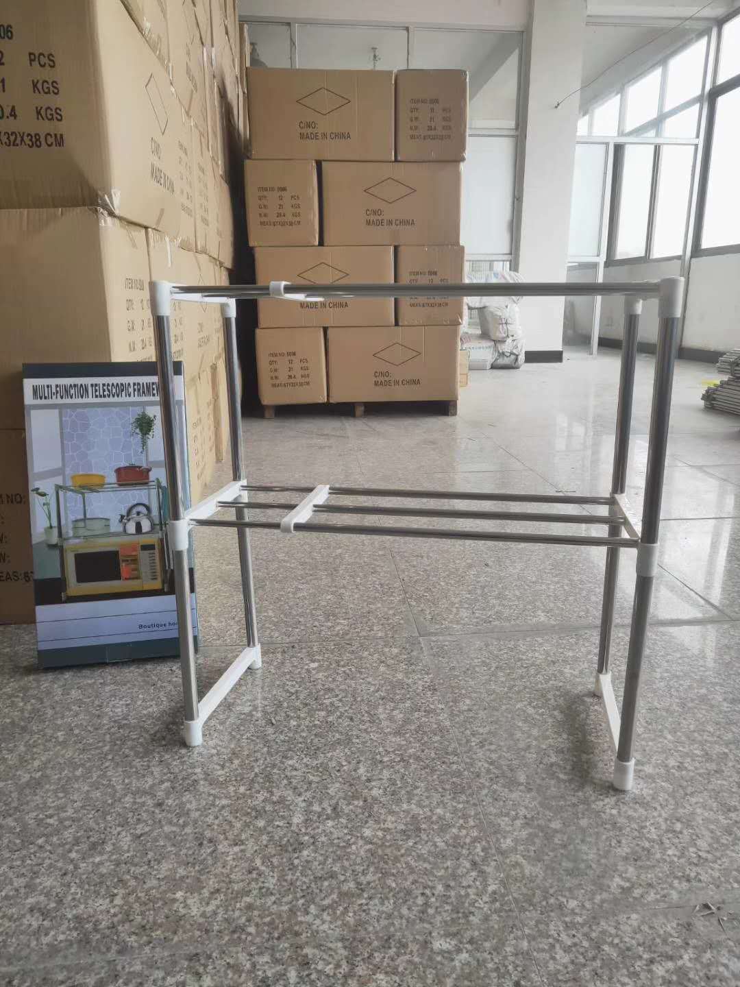 Contracted microwave kitchen stainless steel telescopic set frame double layer save space kitchen table mesa storage frame