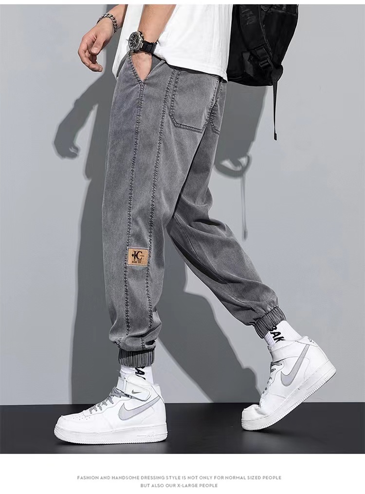 2022 Summer thin and trendy men's pants, 9-inch casual new loose straight-leg men's pants, Ice si jeans for men Specification image