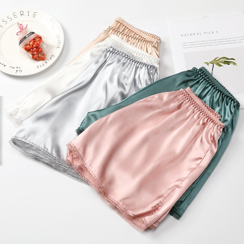 New silk safety pants for women in summer, thin and loose, can be worn on the outside with lace-trimmed Korean-style anti-glare leggings, large size details Picture