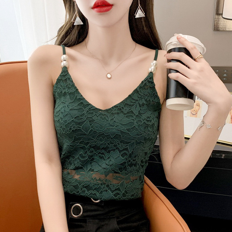 性感内搭V领蕾丝吊带女2022新款夏季外穿小背心无袖韩版女装批发
