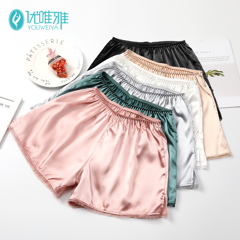 新款真丝安全裤女夏季薄款宽松可外穿蕾丝边韩版防走光打底裤大码