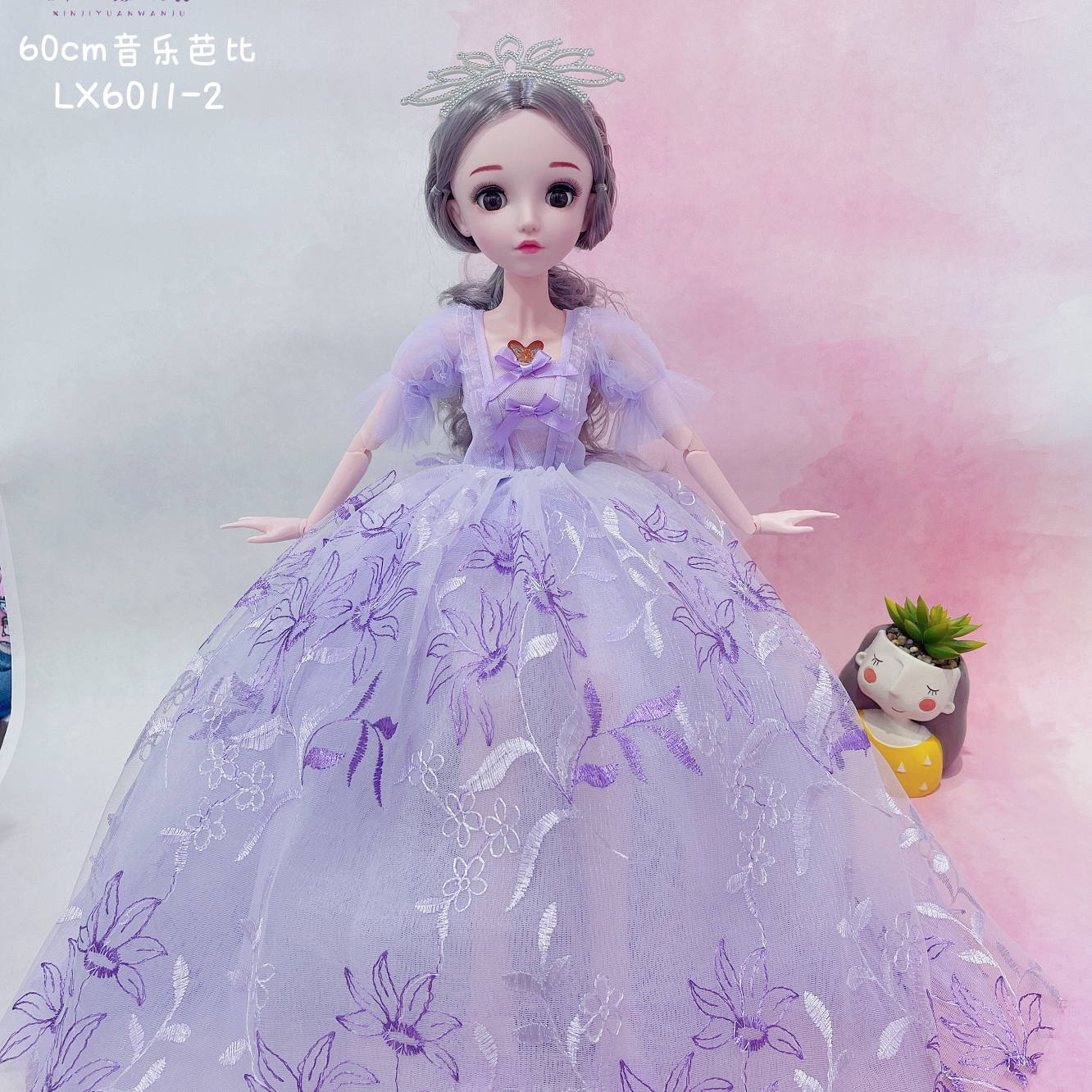 新机缘60cm芭比娃娃音乐唱歌娃娃关节搪胶刺绣花女孩礼物玩具图
