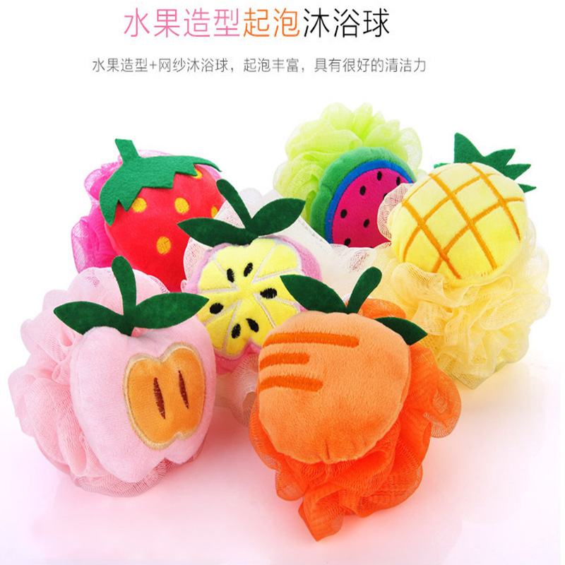 厂家批发新款卡通水果海绵造型沐浴球可爱萌创意浴擦洗澡巾