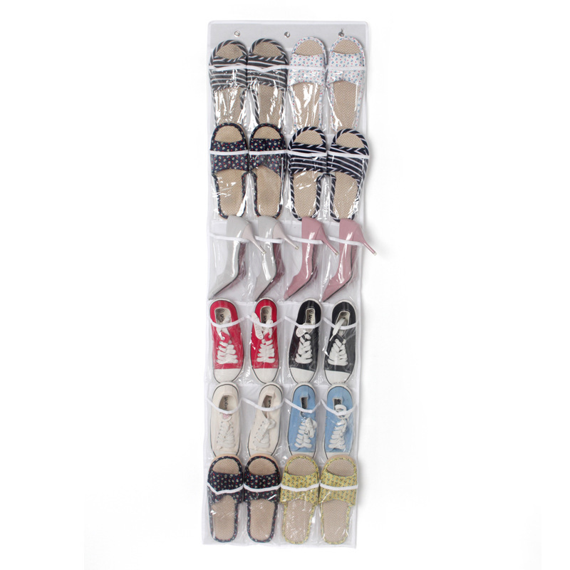 24-compartment rear door shoe storage hanging bag, wall-mounted non-woven fabric shoe transparent travel hanging shoe bag storage bag Item Picture