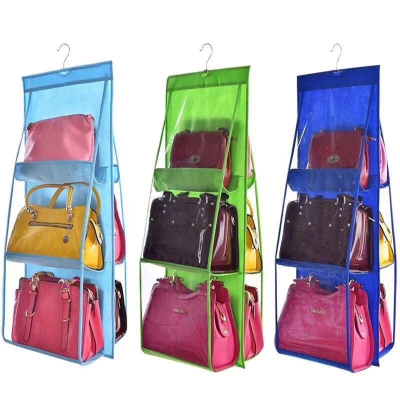 Bag storage wonder, wardrobe, dormitory hanging, home thickened double-sided non-woven fabric bag storage hanging bag details Picture