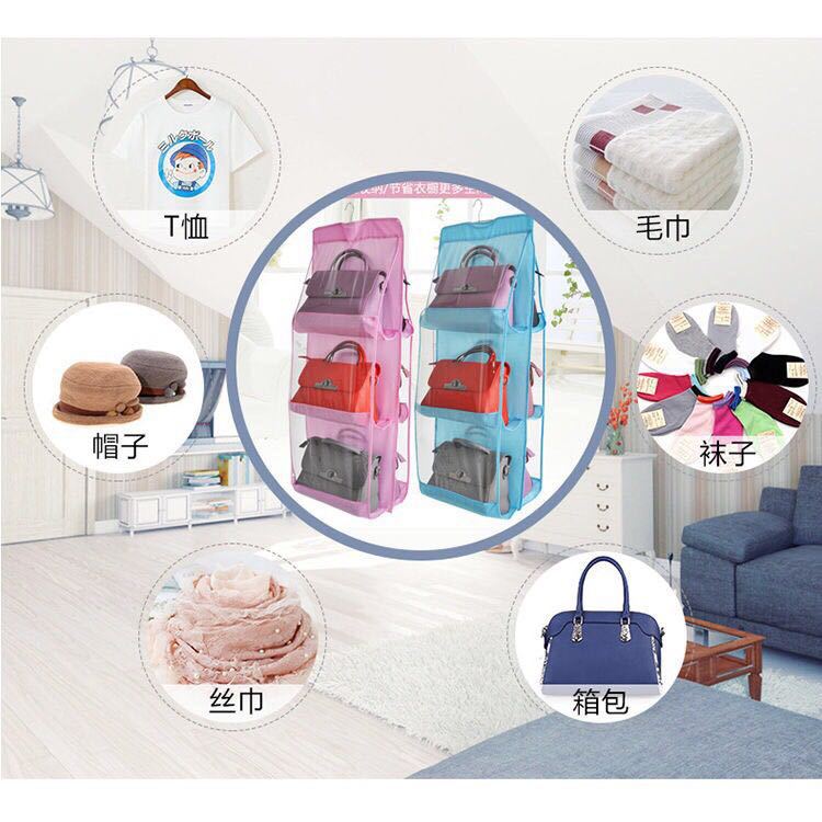Bag storage wonder, wardrobe, dormitory hanging, home thickened double-sided non-woven fabric bag storage hanging bag Specification image