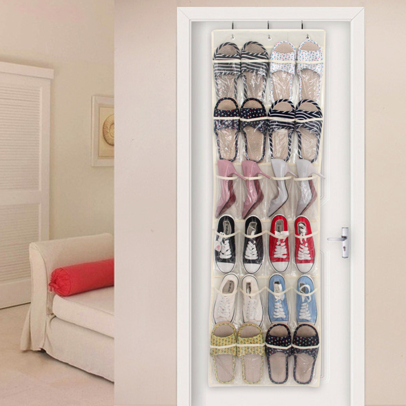 24-compartment rear door shoe storage hanging bag, wall-mounted non-woven fabric shoe transparent travel hanging shoe bag storage bag details Picture