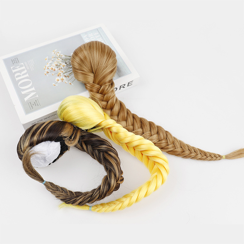 Fishbone braid ponytail elastic net pull rope net bag fishbone braid wig ponytail braid ponytail multi-strand braid ponytail details Picture