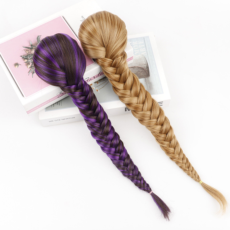 Fishbone braid ponytail elastic net pull rope net bag fishbone braid wig ponytail braid ponytail multi-strand braid ponytail Specification image