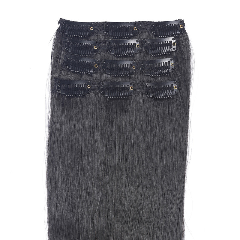 Hair clips, hair extensions, long hair clips, hair covers, real hair can be dyed and permed, real hair clips details Picture