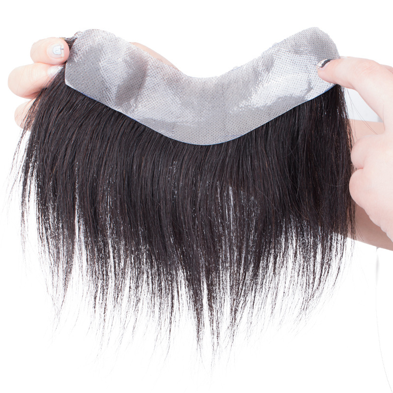 Hairline wigs men fake hair patch forehead hair patch real hair all hand woven biological scalp bangs