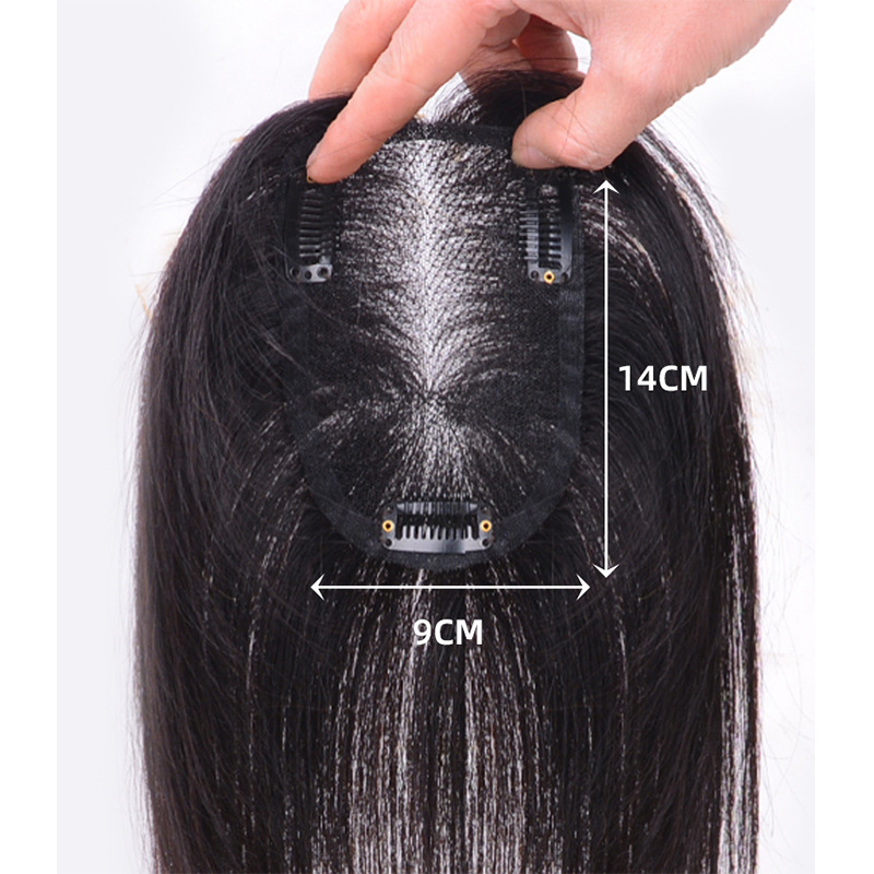 Swiss net full real hair hand-woven top hair replacement piece, light and breathable wig, long hair block for women