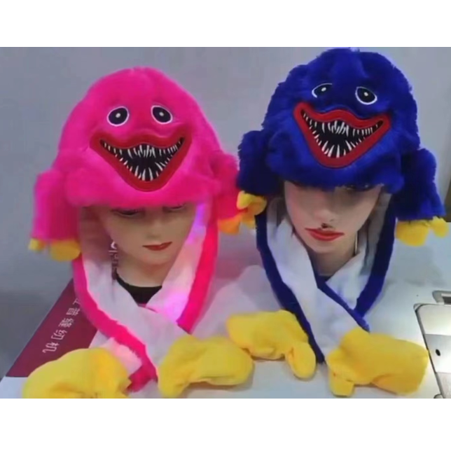 The cross-border hit poppy playtime game's plush hat, a glowing poppy that moves with red and blue airbags Specification image
