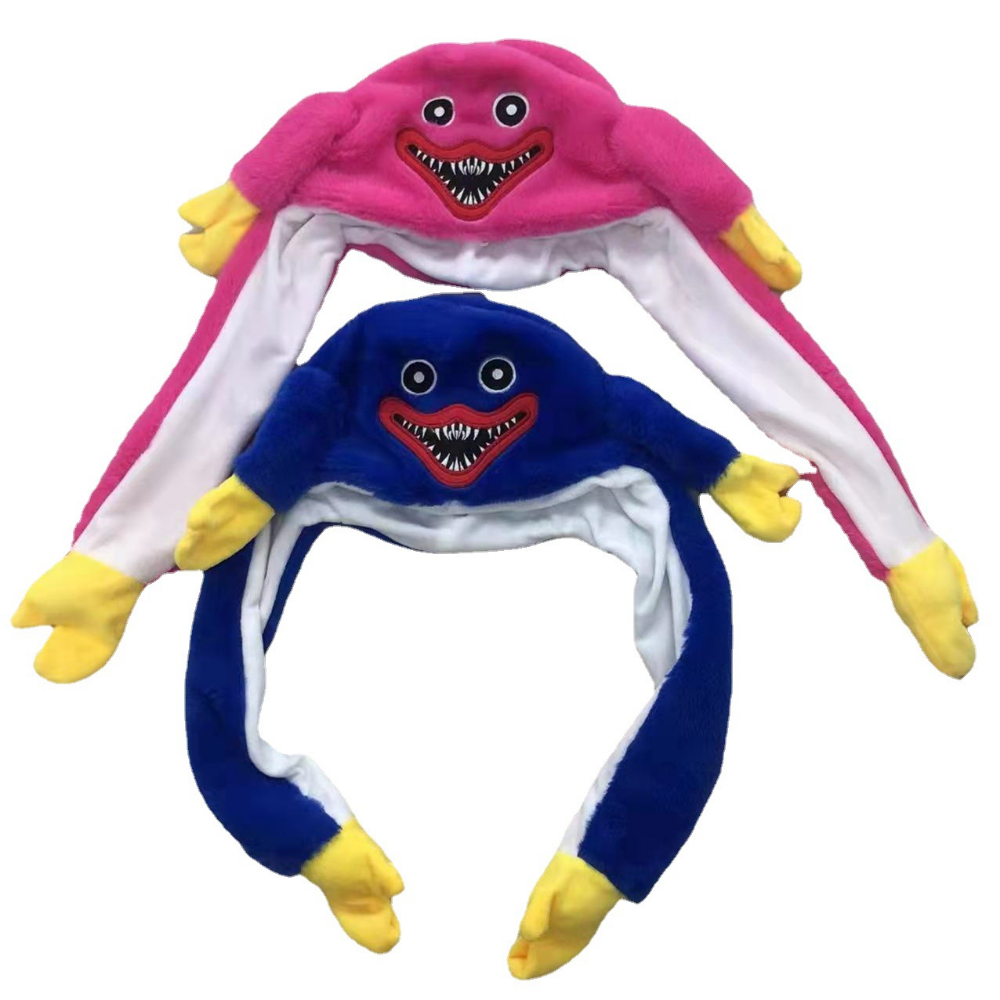 The cross-border hit poppy playtime game's plush hat, a glowing poppy that moves with red and blue airbags