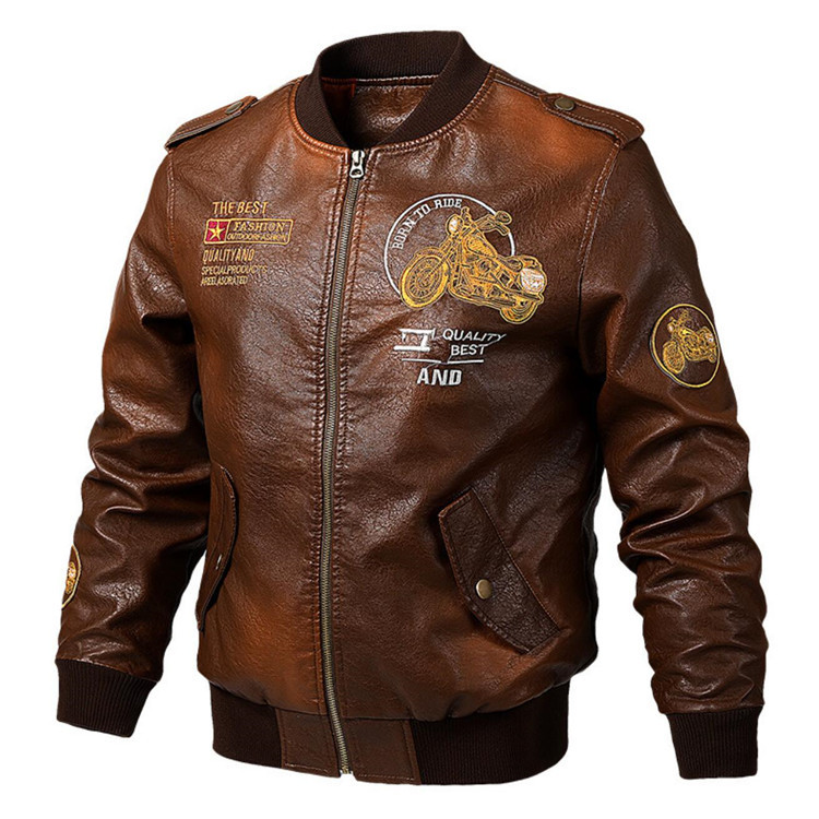 New spring and autumn jackets for cross-border trade in 2019, flight PU leather jackets, slimming and tough-guy leather jackets for young men Item Picture