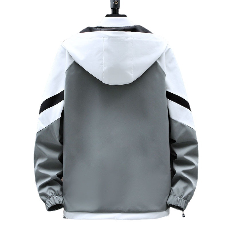Men's hooded spring and autumn jacket 2022 new style of youth urban trend simple loose casual jacket for men cross-border Specification image