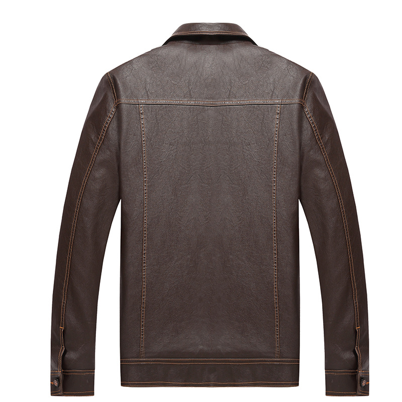 A young man with a lapel leather jacket for autumn and winter, a multi-pocket, form-fitting PU leather jacket, cross-border motorcycle 888 Application Scenario