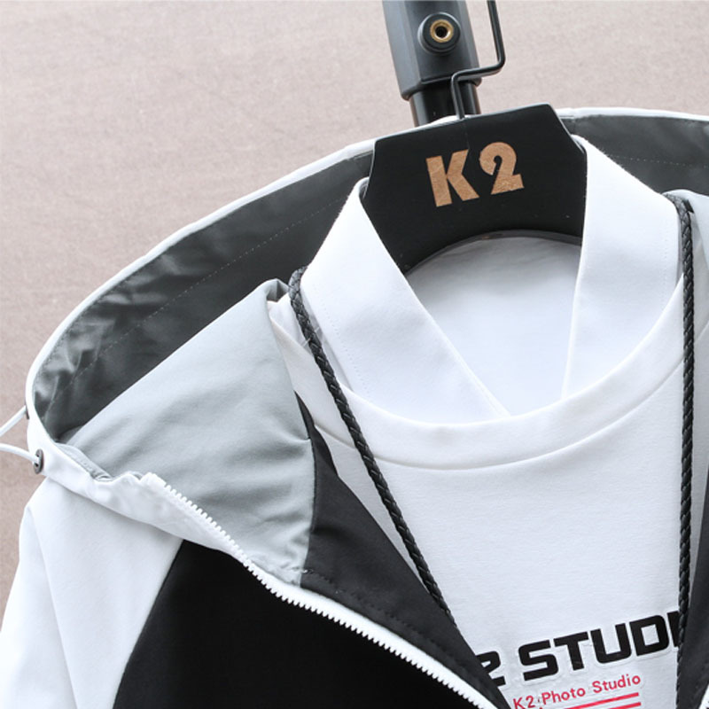 Men's hooded spring and autumn jacket 2022 new style of youth urban trend simple loose casual jacket for men cross-border details Picture
