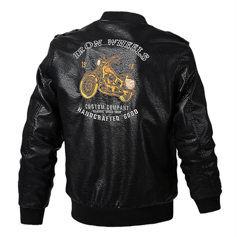 2020 Autumn and winter new men's leather jacket, young men's leather jacket with fleece and thickened, men's leather jacket factory Specification image